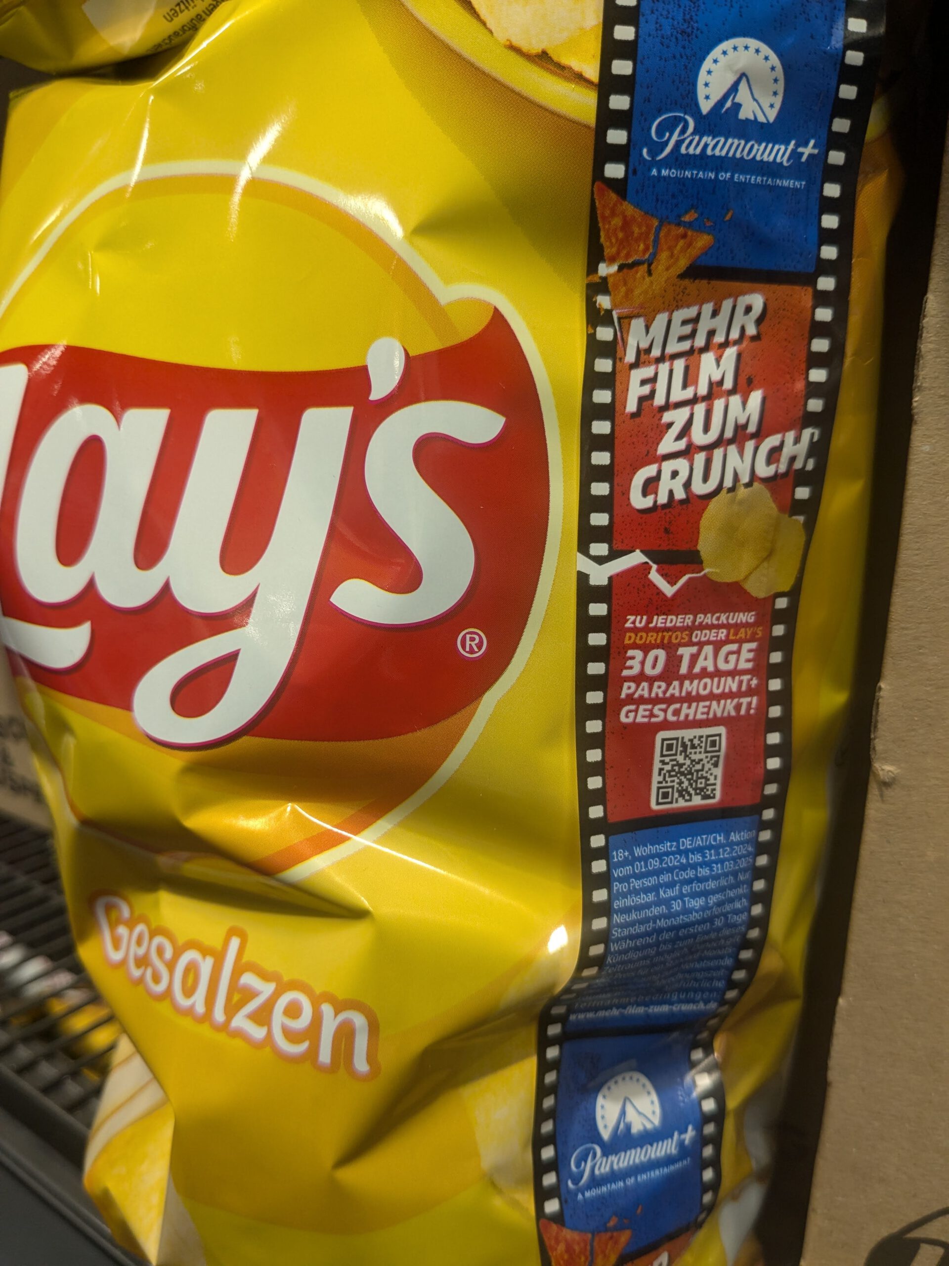 Lays Mehr Film zum Crunch: 30 Tage Paramount gratis