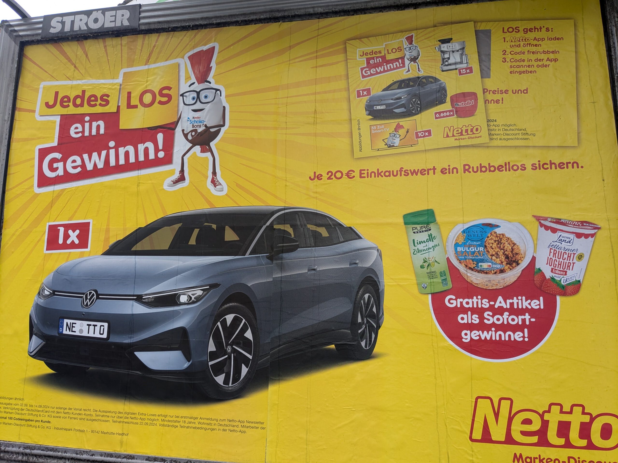 Netto Rubbellos Aktion: VW, Lastenrad, TV gewinnen