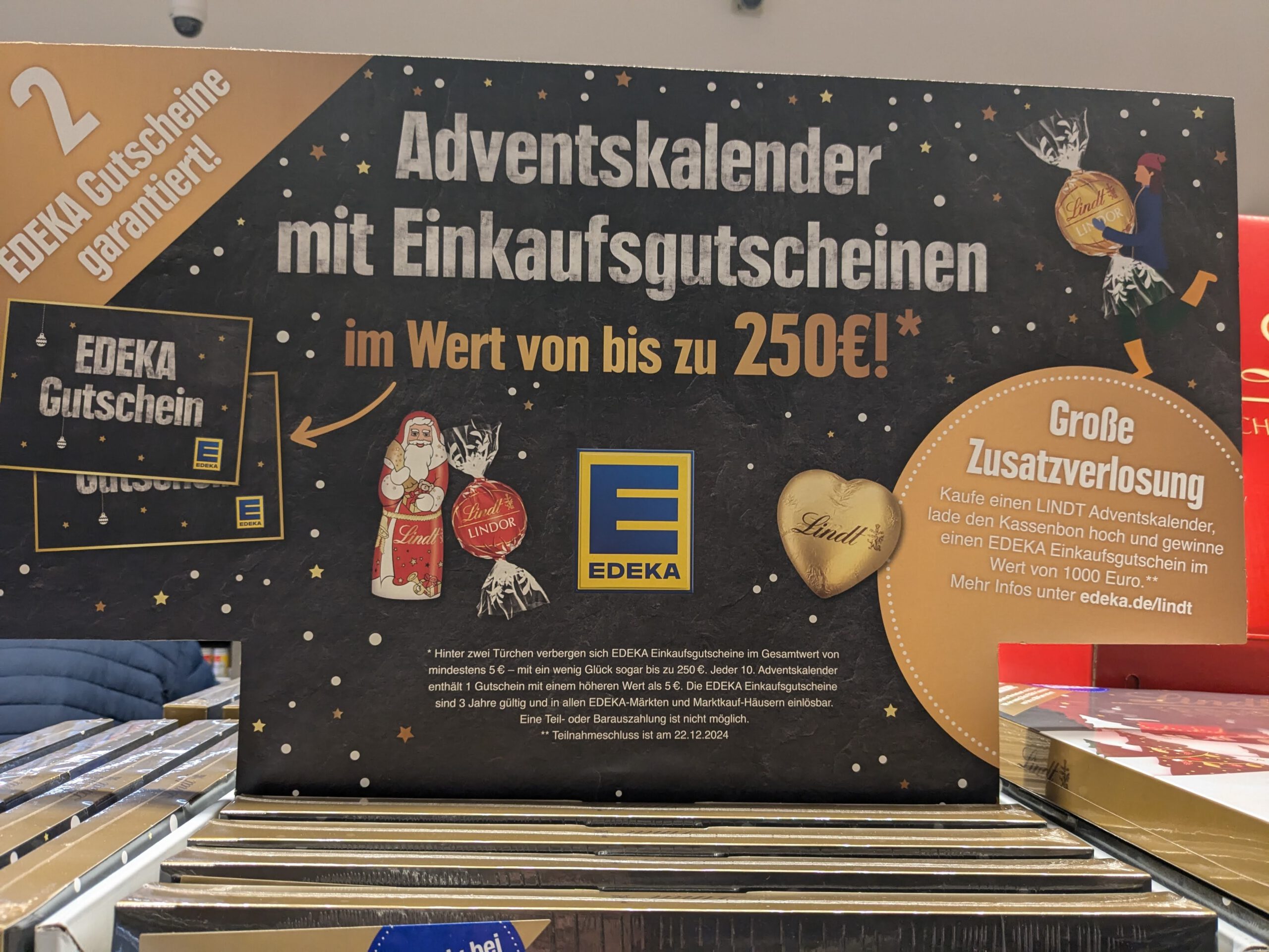 Edeka Lindt Adventskalender: 250 Euro Gutschein gewinnen